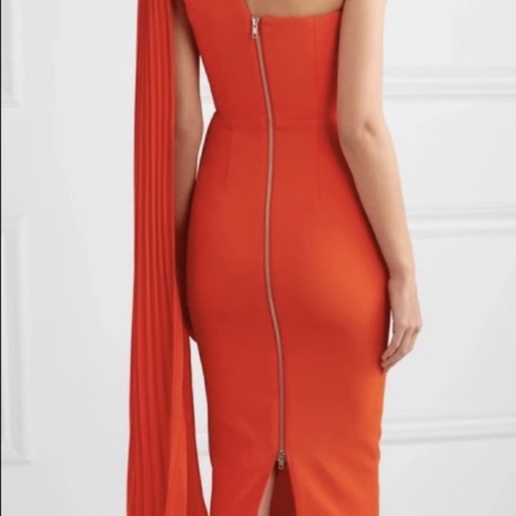 Alex Perry 6 Tangerine Red Lorin One Shoulder Lady Dress - Picture 8 of 11